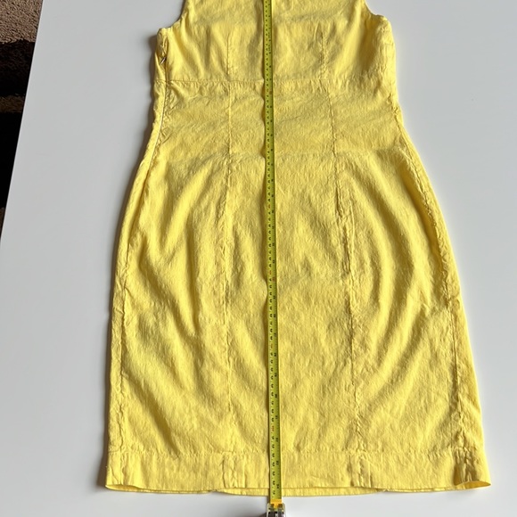 PALLADIUM MODA Yellow Linen and cotton dress by italian design 120%lino - Picture 5 of 10